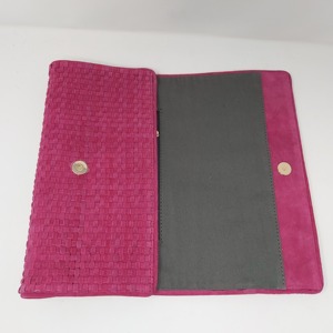 Tipo de cierre de cuero genuino Bolsillo interior magnético con cremallera Bolsos de cartera de estilo de embrague de cuero puro trenzado a mano para mujer y Niña - Product Image 2