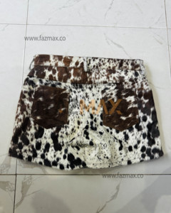 Falda de piel de vaca Vintage de cintura alta para mujer Color Natural 100% Piel de vaca Satén Tallas grandes Alta calidad - Product Image 2