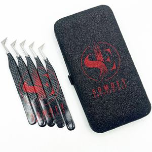 Pince à épiler à pointe en fibre d'extension de cils en acier inoxydable avec logo personnalisé Applicateur de beauté de marque privée - Product Image 2