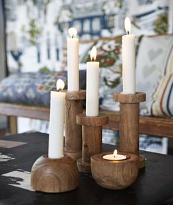 Porte-bougie en bois brut lisse de haute qualité, supports en bois personnalisés pour l'artisanat DIY, décoration intérieure - Product Image 1