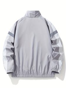 Conjunto de chaqueta y pantalones con cremallera a prueba de viento sólido estampado unisex con etiqueta reflectante conjunto de chándal de primavera y otoño - Product Image 5