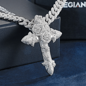 Collar con Colgante Personalizado con Nombre, Joyería con Incrustaciones de Diamantes CZ de Alto Brillo, Cadena con Placa de Nombre Moderna de Hip Hop, Venta al por Mayor - Product Image 2