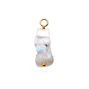 925 Sterling Silver New Moonstone Beads Pendant Irregular Shape Stone with Gold Plating Chic Jewelry <b>Charm</b> Pendants - Product Image 1