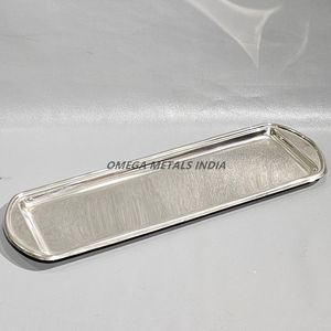 Sleek Silver Rectangular Serving Tray With Polished Finish Ideal for Presenting Snacks and Elegant Decor - Product Image 1