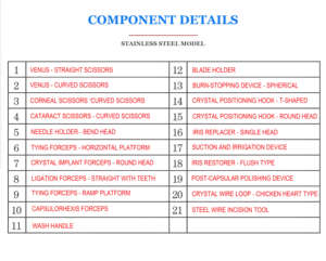 Juego de instrumentos quirúrgicos oftálmicos quirúrgicos Hosanna, manual de acero médico reutilizable para uso hospitalario - Product Image 3