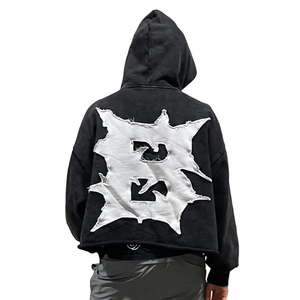 Sweat à capuche personnalisé délavé au soleil Streetwear bas quantité minimale de commande mode porter détresse sweat à capuche brodé unisexe Hip Hop sweats à capuche fabriqués au Pakistan - Product Image 5