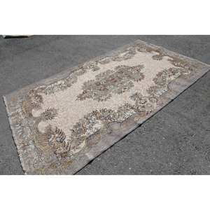 <b>Traditional</b> Beige Brown 5.4 X 9.4ft Wool <b>Rug</b> Handmade Vintage Turkish Patchwork Latex Teens Rectangle Hallway Bedside <b>Rugs</b> - Product Image 2