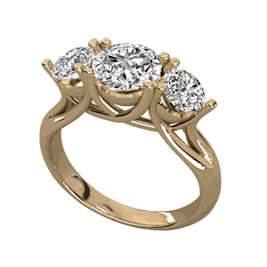 Bague de mariage en diamant rond à trois pierres pour elle - Product Image 5