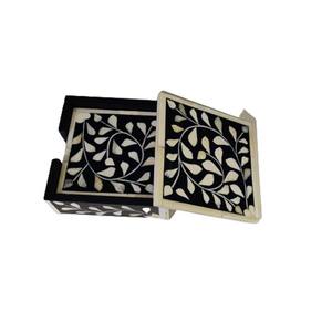 Juego de posavasos con incrustaciones de mármol de colores personalizados, alfombrillas y almohadillas con incrustaciones de hueso superpuestas de madreperla - Product Image 6