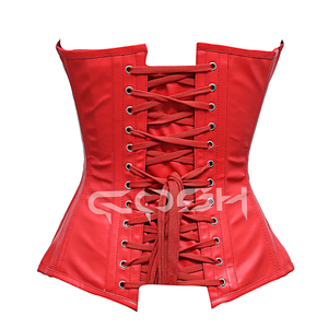 คอร์เซ็ทหนังแท้สีแดงทำมือคอร์เซ็ททำจากเหล็กรัดกระชับสัดส่วนสายรัดเอวสุดน่ารัก - Product Image 6