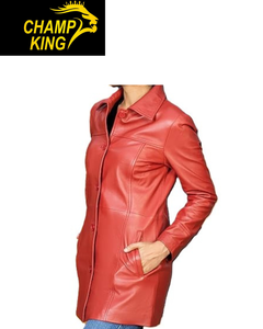 Manteaux longs en cuir pour femmes de haute qualité, hiver, cuir luxueux, boutons, fermeture éclair - Product Image 4