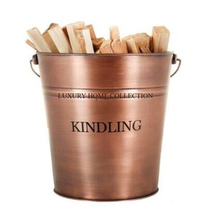 Classic farmhouse-style metal charcoal bucket with vintage-inspired etching perfect for rustic home and garden decor - Product Image 5