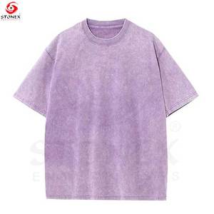 Custom Logo Tee Vintage Blank <b>Plain</b> <b>Tshirt</b> Cotton Stone Washed T-Shirt Printing Men Acid Washed T Shirt - Product Image 4
