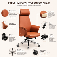Chaise de bureau de direction en cuir italien avec coque moulée 3D intégrée, base en aluminium moulé sous pression à 4 positions, sièges commerciaux