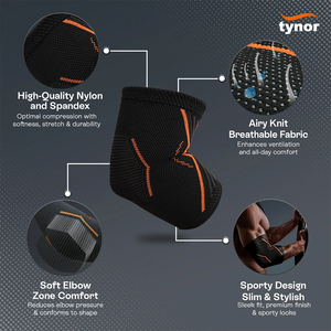 Manchon de compression réglable à air pour coude, en tissu respirant et léger, idéal pour le sport, le fitness et l'entraînement en salle de sport - Product Image 3