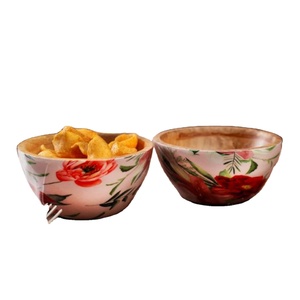 Juego de 2 ensaladeras de madera de mango de diseñador con acabado elegante, perfecto para servir sopa y comida de mesa elegante - Product Image 1