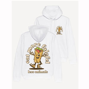 Sudadera con capucha de algodón regular personalizada sudadera blanca Eat More Falafel - Product Image 1