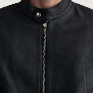 Blouson de motard vintage Zen en cuir noir vieilli, peau de mouton, imperméable, réversible, fermeture éclair, tailles XS à 6XL, automne - Product Image 5