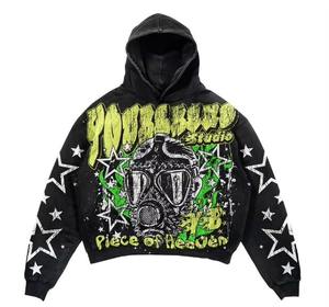 Sudadera con capucha de gran tamaño personalizada Unisex 100% algodón invierno lavado ácido acabado impresión personalizada ropa de calle informal - Product Image 2