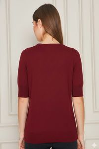 Blusa de punto con cuello redondo para mujer, informal, elegante y cómoda, transpirable - Product Image 6