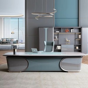 Bureau de direction haut de gamme en noyer, ergonomique, en forme de L, table d'ordinateur modulaire, mobilier commercial, poste de travail exécutif - Product Image 1