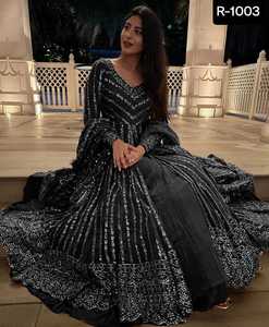 Estilo indio y paquistaní Faux Georgette Anarkali Lehenga Choli con hilo y secuencia de trabajo y Georgette Work Dupatta Set - Product Image 2