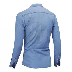 Fabricación de fábrica Nueva llegada de manga larga Hombres Jeans Camisa Personalizada Venta al por mayor Hombres Jeans Camisa - Product Image 4
