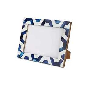 Cadre photo en incrustation d'os écologique, nouveau design, bois, métal, décoration murale, table, décoration de la maison, incrustation d'os de nacre, logo personnalisé - Product Image 4
