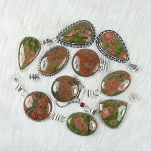 Diseñador Unakite Jasper Colgante de piedras preciosas Hermoso collar unisex plateado Fabricación de moda Acero Menos joyería de acero - Product Image 3