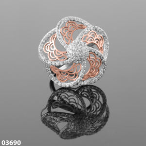 แหวนเพชรสำหรับผู้หญิงที่ปลูกในห้องปฏิบัติการสีโรสโกลด์พร้อมทรงกลมดีไซน์เกลียวสวยงามได้รับการรับรองของขวัญวันวาเลนไทน์ - Product Image 1