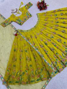 Fulpari นำคุณใหม่ออกแบบอินเดีย lehenga choli หนักพรรคงานแต่งงานสำหรับผู้หญิงที่มีคุณภาพสูงลูกชุดธรรมชาติ - Product Image 2