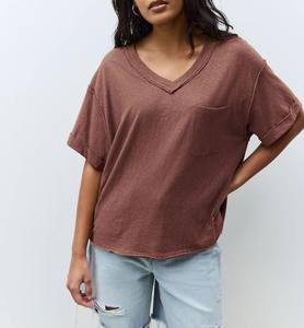 Camiseta de lino elegante para mujer, transpirable de alta calidad y perfecta para ropa informal y actividades al aire libre, cuello en V, ajuste holgado - Product Image 6