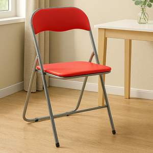 Pratica sedia pieghevole in metallo PVC rosso 44x48x78 cm leggera ed economica imbottita per il Comfort - Product Image 3