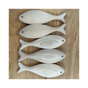 Produit le plus vendu au Vietnam Décoration murale suspendue colorée Conception de poisson en bois Poli poisson en bois sculpté non peint à partir de 99 données dorées - Product Image 2