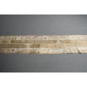 Turkish Vintage Rug, 1.8x7.4 ft Rug, <b>Brown</b> Striped <b>Wool</b> Rug - Product Image 2