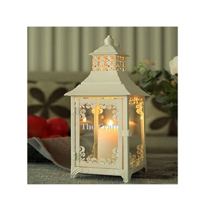 Linterna colgante de color blanco de Calidad exclusiva en linterna de hierro y vidrio para accesorios de decoración de bodas y hogares - Product Image 5
