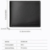 Dompet Pendek Pria DEABOLAR Kulit PU Gaya Slim Lipat Embossed Normcore/Minimalis Tempat Kartu Kredit Motif Kulit Kuda Gila