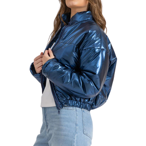Chaqueta Metálica Acolchada de Moda para Mujer, Brillante, Ligera, Ropa de Calle de Invierno, Chaqueta Abrigada de Moda, Diseño Personalizado con Logotipo - Product Image 2