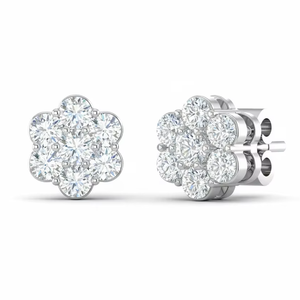 Pendientes de Botón con Cuatroteenis de Diamantes Naturales y Oro de 14K para Mujer - Product Image 1