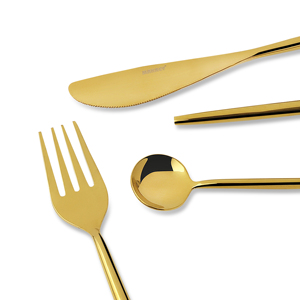 Elegante juego de cubiertos de acero inoxidable de estilo ovalado Belle, cubiertos de diseño para restaurantes, hoteles, acabado dorado brillante para fiestas - Product Image 2