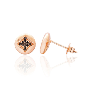 Losange Design Noir Zircon Pierre Boucles D'oreilles Turksih en gros À La Main 925 Bijoux En Argent Sterling - Product Image 1