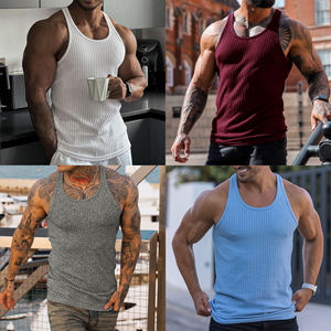 Hombres sin mangas gimnasio Crop Stringer Tank Muscle Fit culturismo entrenamiento atlético Fitness ropa deportiva - Product Image 5