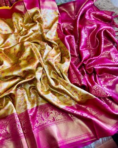 Designer Fancy Trending Outfit Premium Collection Soft Tissue Silk Sare Blouse With Weaving Work Whole Sale Fournisseur de l'Inde - Product Image 3