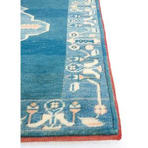 Alfombra de Lana Anudada a Mano Nuray Azul Pae-1156 9x12 Rectangular con Patrón de Medallón para Decoración de Sala de Estar o Uso en Pasillos - Product Image 4