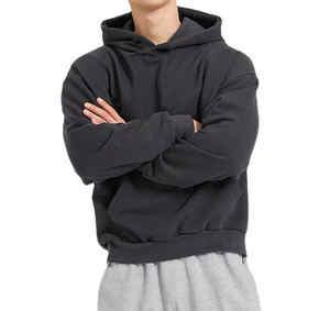 Custom Men Heavyweight Street Wear Pullover Hoodies 100% algodón 400 500 Gsm Fleece Oversized Men Hoodies y sudaderas - Product Image 4