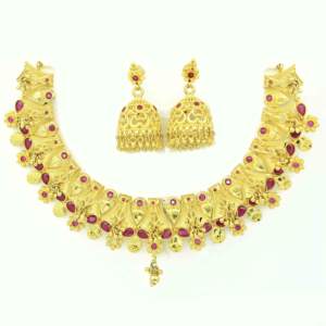 Joyería Chapada en Oro de 14K, 18K y 24K al por Mayor, Conjunto de Joyería con Diseño Floral, Joyería India, Joyería de Latón Rellena de Oro. - Product Image 3