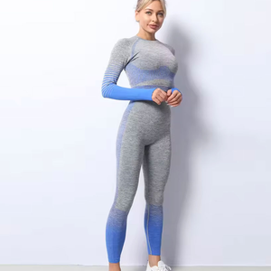 Haute qualité Gym Fitness ensemble de Yoga sans couture femmes ensemble de Yoga sans couture sport vêtements de gymnastique ensemble de Yoga Logo personnalisé - Product Image 5