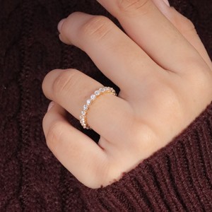 Anillo de compromiso Real certificado IGI Pave Diamond Design Wedding Band Full HPHT Lab Creado Anillos de diamantes Anillo de mujer personalizado - Product Image 1