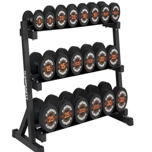 EN STOCK: Set de Mancuernas de Goma de 60 kg con Soporte de 3 Niveles para Entrenamiento de Cuerpo y Brazos, Nuevo Stock - Product Image 2
