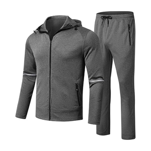 Cómodo de alta calidad gris Colo cremallera Sudadera con capucha chándales diseño de logotipo personalizado entrenamiento gimnasio Fitness chándal conjuntos - Product Image 1